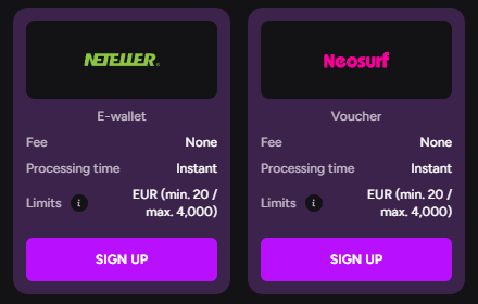 Casiny e wallet methods